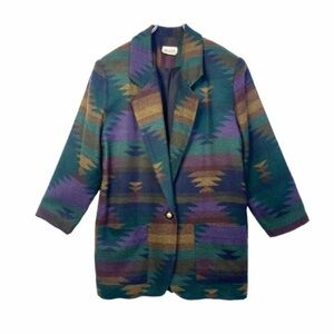 Vintage 90s Southwestern Aztec Blazer Semi-Structured Small